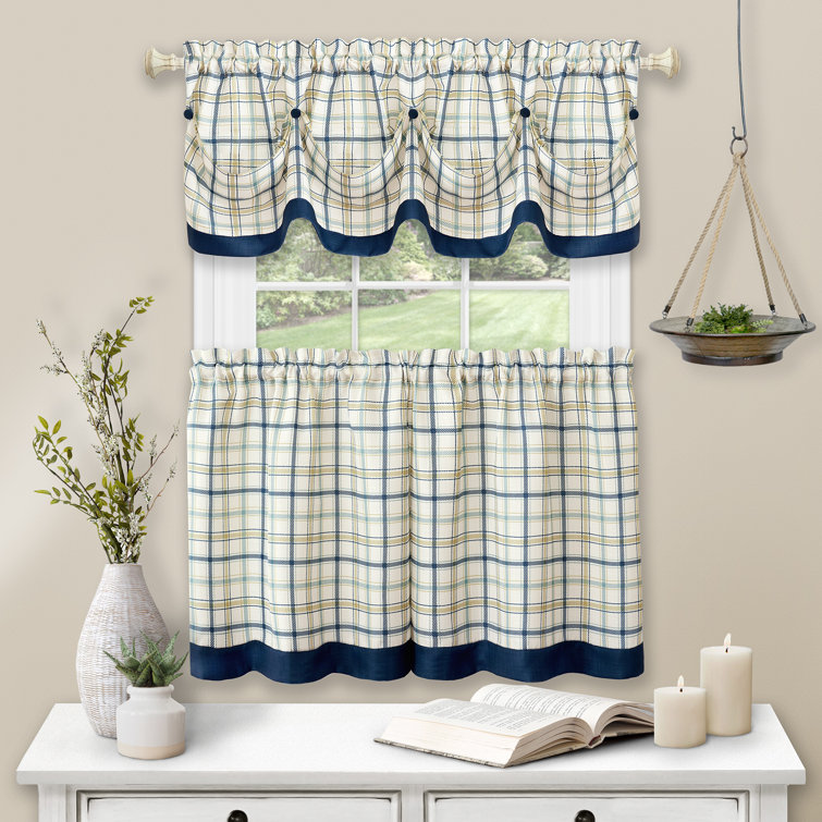 Rosalind Wheeler Maddock Plaid Tailored 58'' Kitchen Curtain & Reviews